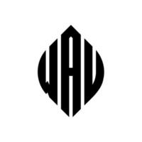 design del logo della lettera del cerchio wau con forma circolare ed ellittica. lettere ellittiche wau con stile tipografico. le tre iniziali formano un logo circolare. wau cerchio emblema astratto monogramma lettera marchio vettore. vettore