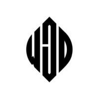 wjd design del logo della lettera del cerchio con forma circolare ed ellittica. wjd lettere ellittiche con stile tipografico. le tre iniziali formano un logo circolare. wjd cerchio emblema astratto monogramma lettera marchio vettore. vettore