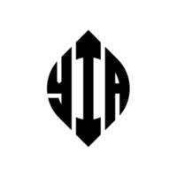yia cerchio lettera logo design con cerchio ed ellisse. yia lettere ellittiche con stile tipografico. le tre iniziali formano un logo circolare. yia cerchio emblema astratto monogramma lettera marchio vettore. vettore