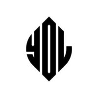 yol circle letter logo design con forma circolare ed ellittica. yol lettere ellittiche con stile tipografico. le tre iniziali formano un logo circolare. yol cerchio emblema astratto monogramma lettera marchio vettore. vettore