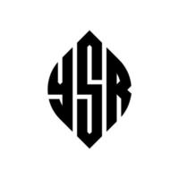 design del logo della lettera del cerchio ysr con forma circolare ed ellittica. ysr lettere ellittiche con stile tipografico. le tre iniziali formano un logo circolare. vettore del segno della lettera del monogramma astratto dell'emblema del cerchio di ysr.