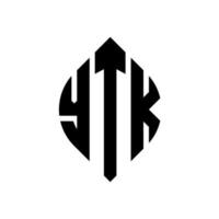 ytk cerchio lettera logo design con forma circolare ed ellittica. ytk lettere ellittiche con stile tipografico. le tre iniziali formano un logo circolare. ytk cerchio emblema astratto monogramma lettera marchio vettore. vettore