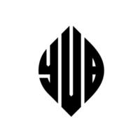 design del logo della lettera del cerchio yvb con forma circolare ed ellittica. yvb lettere ellittiche con stile tipografico. le tre iniziali formano un logo circolare. yvb cerchio emblema astratto monogramma lettera marchio vettore. vettore