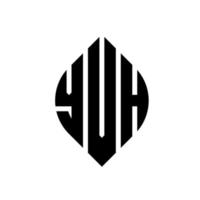 design del logo della lettera del cerchio yvh con forma circolare ed ellittica. yvh lettere ellittiche con stile tipografico. le tre iniziali formano un logo circolare. yvh cerchio emblema astratto monogramma lettera marchio vettore. vettore