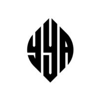 design del logo della lettera del cerchio yya con forma circolare ed ellittica. yya lettere ellittiche con stile tipografico. le tre iniziali formano un logo circolare. yya cerchio emblema astratto monogramma lettera marchio vettore. vettore