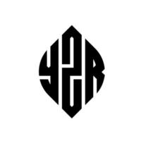 design del logo della lettera del cerchio yzr con forma circolare ed ellittica. yzr lettere ellittiche con stile tipografico. le tre iniziali formano un logo circolare. yzr cerchio emblema astratto monogramma lettera marchio vettore. vettore