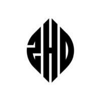 zhd circle letter logo design con forma circolare ed ellittica. zhd lettere ellittiche con stile tipografico. le tre iniziali formano un logo circolare. zhd cerchio emblema astratto monogramma lettera marchio vettore. vettore