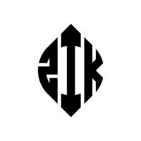 zik circle letter logo design con forma circolare ed ellittica. zik lettere ellittiche con stile tipografico. le tre iniziali formano un logo circolare. zik cerchio emblema astratto monogramma lettera marchio vettore. vettore