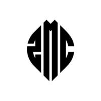 zmc circle letter logo design con forma circolare ed ellittica. zmc lettere ellittiche con stile tipografico. le tre iniziali formano un logo circolare. zmc cerchio emblema astratto monogramma lettera marchio vettore. vettore