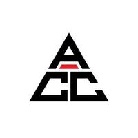 design del logo della lettera triangolare acc con forma triangolare. monogramma di design del logo del triangolo acc. modello di logo vettoriale triangolo acc con colore rosso. acc logo triangolare logo semplice, elegante e lussuoso.