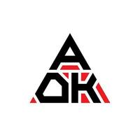 design del logo della lettera triangolare aok con forma triangolare. monogramma aok triangolo logo design. modello di logo vettoriale triangolo aok con colore rosso. aok logo triangolare logo semplice, elegante e lussuoso.