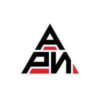 design del logo della lettera del triangolo apn con forma triangolare. monogramma apn triangolo logo design. modello di logo vettoriale triangolo apn con colore rosso. apn logo triangolare logo semplice, elegante e lussuoso.