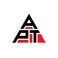 design del logo della lettera triangolare apt con forma triangolare. monogramma apt triangolo logo design. modello di logo vettoriale triangolo apt con colore rosso. logo triangolare apt logo semplice, elegante e lussuoso.