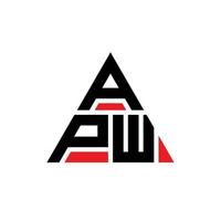 design del logo della lettera del triangolo apw con forma triangolare. monogramma apw triangolo logo design. modello di logo vettoriale triangolo apw con colore rosso. apw logo triangolare logo semplice, elegante e lussuoso.