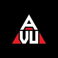 design del logo della lettera del triangolo avu con forma triangolare. monogramma avu triangolo logo design. modello di logo vettoriale triangolo avu con colore rosso. avu logo triangolare logo semplice, elegante e lussuoso.