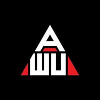 design del logo della lettera del triangolo awu con forma triangolare. awu triangolo logo design monogramma. modello di logo vettoriale triangolo awu con colore rosso. logo triangolare awu logo semplice, elegante e lussuoso.