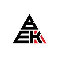 design del logo della lettera triangolare bek con forma triangolare. monogramma di design del logo del triangolo bek. modello di logo vettoriale triangolo bek con colore rosso. bek logo triangolare logo semplice, elegante e lussuoso.