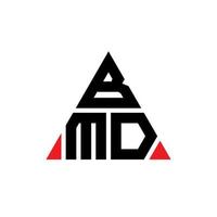 design del logo della lettera triangolare bmd con forma triangolare. monogramma di design del logo del triangolo bmd. modello di logo vettoriale triangolo bmd con colore rosso. logo triangolare bmd logo semplice, elegante e lussuoso.