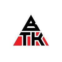 design del logo della lettera del triangolo btk con forma triangolare. monogramma di design del logo del triangolo btk. modello di logo vettoriale triangolo btk con colore rosso. logo triangolare btk logo semplice, elegante e lussuoso.