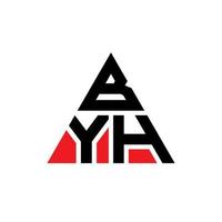 design del logo della lettera triangolo byh con forma triangolare. monogramma di design del logo del triangolo byh. modello di logo vettoriale triangolo byh con colore rosso. byh logo triangolare logo semplice, elegante e lussuoso.