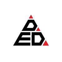 design del logo della lettera triangolare con forma triangolare. monogramma design logo triangolo ded. modello di logo vettoriale triangolo ded con colore rosso. logo triangolare ded logo semplice, elegante e lussuoso.
