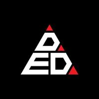 design del logo della lettera triangolare con forma triangolare. monogramma design logo triangolo ded. modello di logo vettoriale triangolo ded con colore rosso. logo triangolare ded logo semplice, elegante e lussuoso.