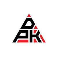 design del logo della lettera del triangolo dpk con forma triangolare. monogramma di design del logo del triangolo dpk. modello di logo vettoriale triangolo dpk con colore rosso. dpk logo triangolare logo semplice, elegante e lussuoso.