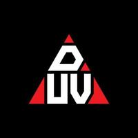 design del logo della lettera del triangolo duv con forma triangolare. monogramma di design del logo del triangolo duv. modello di logo vettoriale triangolo duv con colore rosso. logo triangolare duv logo semplice, elegante e lussuoso.