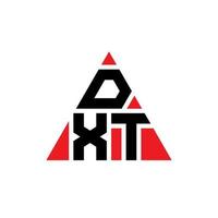 design del logo della lettera del triangolo dxt con forma triangolare. monogramma di design del logo del triangolo dxt. modello di logo vettoriale triangolo dxt con colore rosso. dxt logo triangolare logo semplice, elegante e lussuoso.