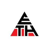 eth triangolo lettera logo design con forma triangolare. monogramma di design del logo triangolo eth. modello di logo vettoriale triangolo eth con colore rosso. logo triangolare eth logo semplice, elegante e lussuoso.