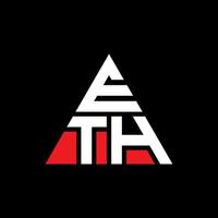 eth triangolo lettera logo design con forma triangolare. monogramma di design del logo triangolo eth. modello di logo vettoriale triangolo eth con colore rosso. logo triangolare eth logo semplice, elegante e lussuoso.