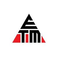 design del logo della lettera triangolare etm con forma triangolare. etm triangolo logo design monogramma. modello di logo vettoriale triangolo etm con colore rosso. logo triangolare etm logo semplice, elegante e lussuoso.