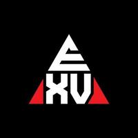 design del logo della lettera del triangolo exv con forma triangolare. monogramma exv triangolo logo design. modello di logo vettoriale triangolo exv con colore rosso. logo triangolare exv logo semplice, elegante e lussuoso.