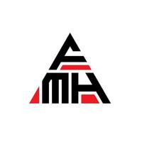 design del logo della lettera triangolare fmh con forma triangolare. monogramma di design del logo del triangolo fmh. modello di logo vettoriale triangolo fmh con colore rosso. logo triangolare fmh logo semplice, elegante e lussuoso.