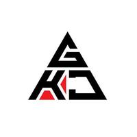 design del logo della lettera del triangolo gkj con forma triangolare. gkj triangolo logo design monogramma. modello di logo vettoriale triangolo gkj con colore rosso. logo triangolare gkj logo semplice, elegante e lussuoso.