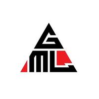 design del logo della lettera triangolare gml con forma triangolare. monogramma gml triangolo logo design. modello di logo vettoriale triangolo gml con colore rosso. logo triangolare gml logo semplice, elegante e lussuoso.