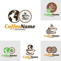 modello di progettazione del logo del caffè mondiale. vettore di concetto di logo del caffè. simbolo dell'icona creativa