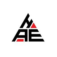 design del logo della lettera triangolare hae con forma triangolare. monogramma di design del logo del triangolo hae. modello di logo vettoriale triangolo hae con colore rosso. hae logo triangolare logo semplice, elegante e lussuoso.