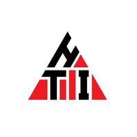 design del logo della lettera triangolare hti con forma triangolare. monogramma hti triangolo logo design. modello di logo vettoriale triangolo hti con colore rosso. logo triangolare hti logo semplice, elegante e lussuoso.