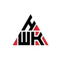 design del logo della lettera del triangolo hwk con forma triangolare. monogramma hwk triangolo logo design. modello di logo vettoriale triangolo hwk con colore rosso. logo triangolare hwk logo semplice, elegante e lussuoso.