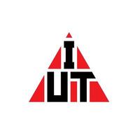 design del logo della lettera triangolare iut con forma triangolare. iut triangolo logo design monogramma. modello di logo vettoriale triangolo iut con colore rosso. iut logo triangolare logo semplice, elegante e lussuoso.