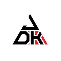 design del logo della lettera triangolare jdk con forma triangolare. monogramma di design del logo del triangolo jdk. modello di logo vettoriale triangolo jdk con colore rosso. logo triangolare jdk logo semplice, elegante e lussuoso.