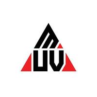 design del logo della lettera del triangolo muv con forma triangolare. monogramma di design del logo del triangolo muv. modello di logo vettoriale triangolo muv con colore rosso. logo triangolare muv logo semplice, elegante e lussuoso.