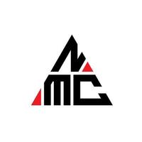 design del logo della lettera del triangolo nmc con forma triangolare. monogramma di design del logo del triangolo nmc. modello di logo vettoriale triangolo nmc con colore rosso. logo triangolare nmc logo semplice, elegante e lussuoso.