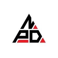 design del logo della lettera triangolare npd con forma triangolare. monogramma di design del logo del triangolo npd. modello di logo vettoriale triangolo npd con colore rosso. logo triangolare npd logo semplice, elegante e lussuoso.