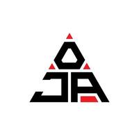 design del logo della lettera del triangolo oja con forma triangolare. oja triangolo logo design monogramma. modello di logo vettoriale triangolo oja con colore rosso. oja logo triangolare logo semplice, elegante e lussuoso.