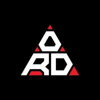 design del logo della lettera triangolo ord con forma triangolare. monogramma di design del logo del triangolo dell'ordine. modello di logo vettoriale triangolo ord con colore rosso. ord logo triangolare logo semplice, elegante e lussuoso.