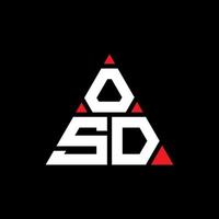 design del logo della lettera del triangolo OSD con forma triangolare. monogramma di design del logo del triangolo OSD. modello di logo vettoriale triangolo OSD con colore rosso. logo triangolare osd logo semplice, elegante e lussuoso.