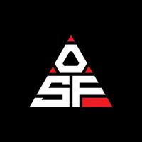design del logo della lettera triangolare osf con forma triangolare. monogramma di design del logo del triangolo osf. modello di logo vettoriale triangolo OSF con colore rosso. osf logo triangolare logo semplice, elegante e lussuoso.