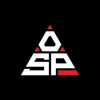 design del logo della lettera del triangolo osp con forma triangolare. Monogramma di design del logo del triangolo osp. modello di logo vettoriale triangolo osp con colore rosso. osp logo triangolare logo semplice, elegante e lussuoso.